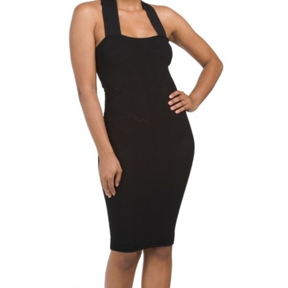 NWT House of Harlow 1960 Compression Dress Black Sleeveless Midi XS Bodycon LBD - Picture 1 of 10